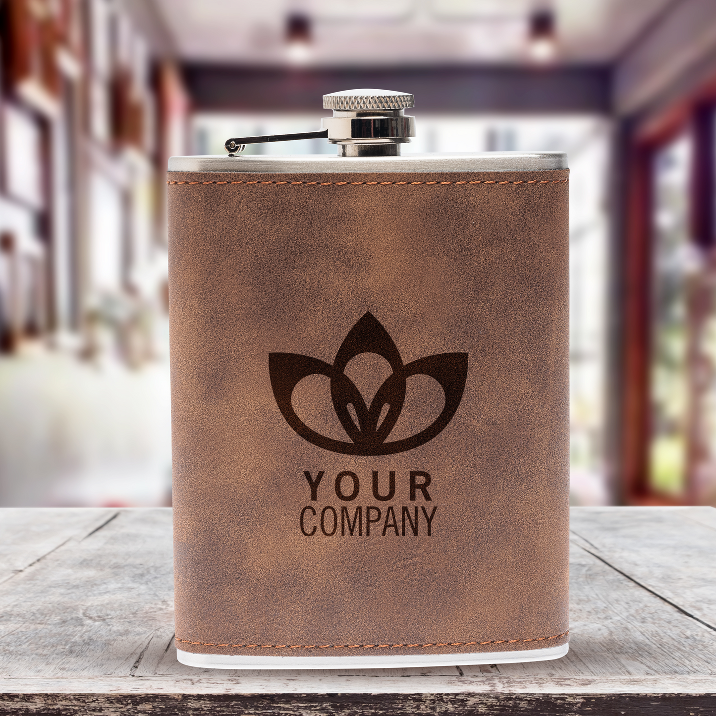 Engraved Leather Flasks